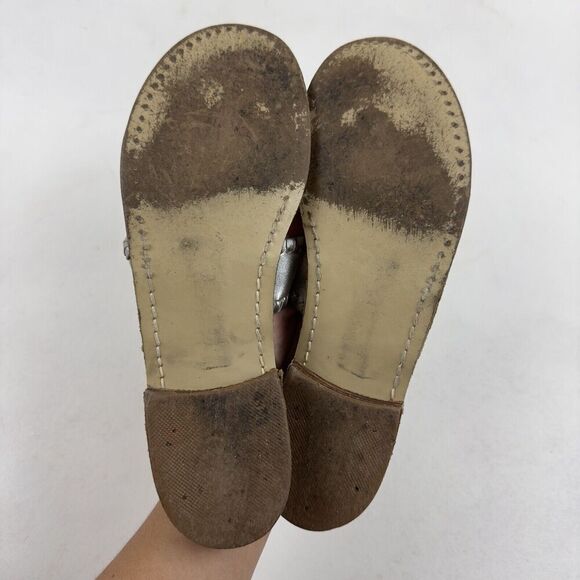 Jack Rogers Palm Beach Navajo Sandals Thong Flip Flops Metallic Silver Sz 7M - Picture 3 of 7